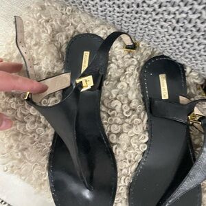 Black leather sandals